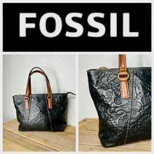 Vintage Fossil Embossed Leather Bag 💼 Style 75082